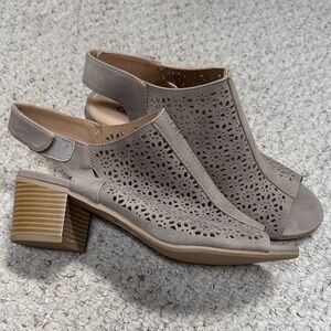 Cityclassified Taupe Cutout Block Heel Sandals